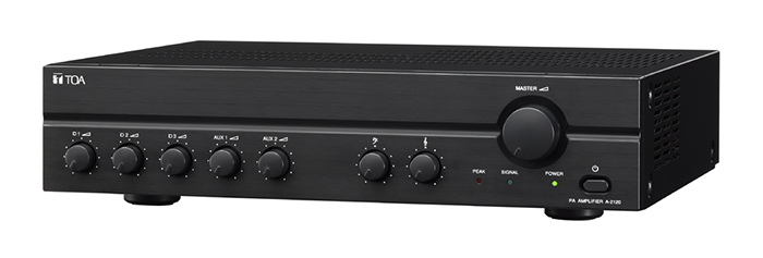 TOA A-2060 | Amply liền mixer 60W, 2 ngõ vào AUX, cân bằng điển tử mic, 2 âm bass và treble