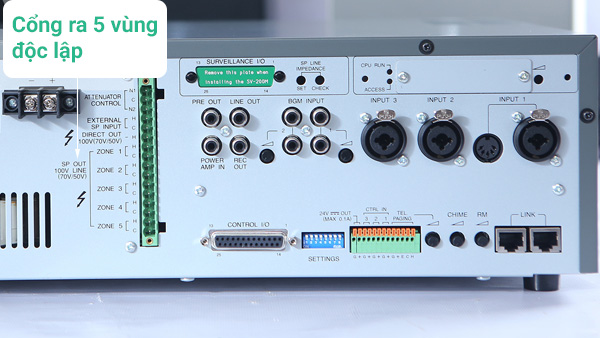 Tăng âm + Mixer TOA VM-2120 ER - Công suất 120W, Chia 5 vùng