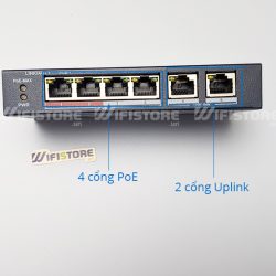 Hikvision DS-3E0106P-E/M | Switch 4 port PoE 35W, 2 uplink 10/100Mbps