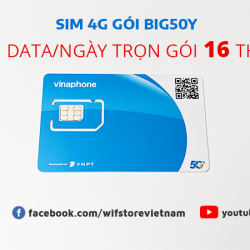 Sim 4G Vinaphone Gói BIG50Y Mỗi Ngày 5GB Trọn Gói 16 Tháng, Data Tốc Độ Cao