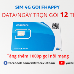 Sim 4G Vinaphone Gói FHAPPY Mỗi Ngày 2GB Trọn Gói 12 Tháng, Data Tốc Độ Cao