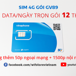 Sim 4G Vinaphone Gói GV89 Mỗi Ngày 4GB Trọn Gói 12 Tháng, Data Tốc Độ Cao