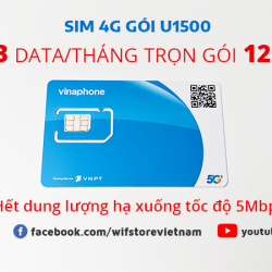Sim 4G Vinaphone Gói U1500 Mỗi Tháng Có 500GB Trọn Gói 12 Tháng, Data Tốc Độ Cao