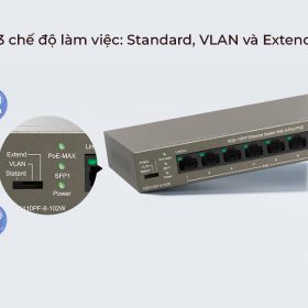 TEG1110PF-8-102W | Switch PoE Tenda 10 cổng PoE công suất 102W, 1Uplink Gigabit, 1 SFP