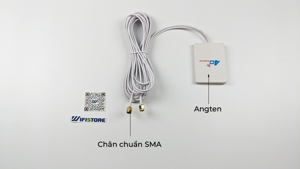 Anten WiFi 3G 4G chuẩn SMA/M cáp dài 5m kèm đế kim loại, độ nhạy thu 7dBi, cho các hãng