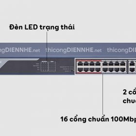 Hikvision DS-3E0318P-E(B) | Switch 16 port 100Mbps, Max PoE 230W