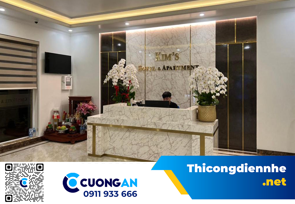 Thi công hệ thống điện nhẹ Kim Hotel and Apartment - khách sạn 3 sao quy mô 25 phòng