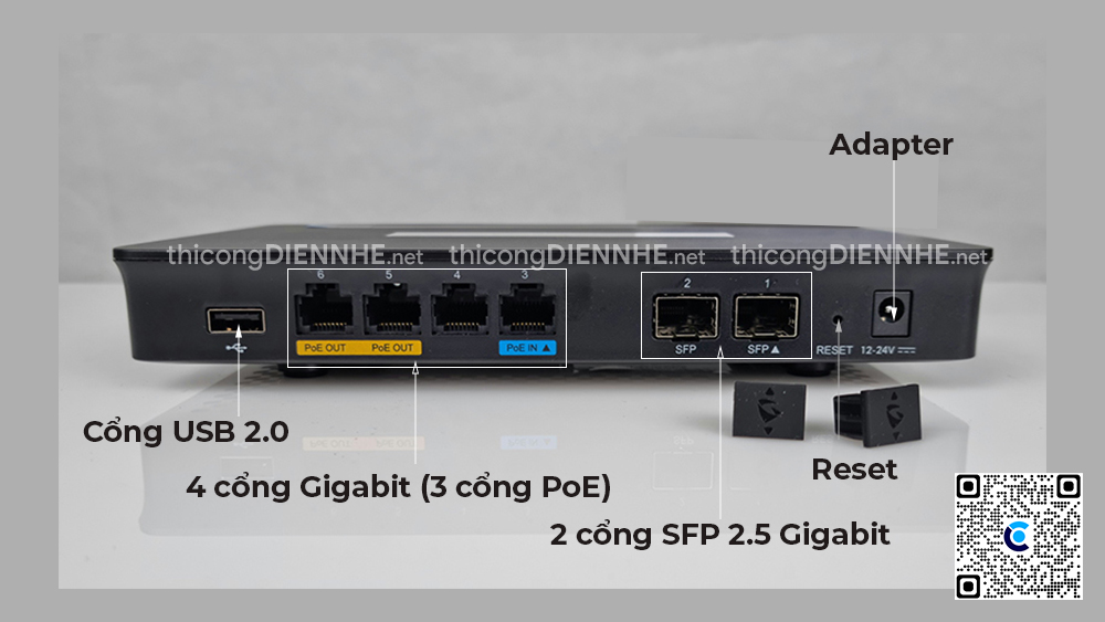 Grandstream GWN7002 Router chịu tải 100user, 2 SFP 2.5 Gigabit, 4 Lan Gigabit
