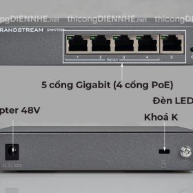 Grandstream GWN7700P | Switch chia mạng 5 cổng PoE chuẩn Gigabit 1000Mbps