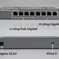 Grandstream GWN7701P | Switch chia mạng 8 Cổng Gigabit, trong đó 4 cổng PoE Gigabit