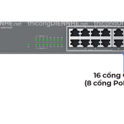 Grandstream GWN7702P | Switch chia mạng 16 Cổng Gigabit, trong đó 8 cổng PoE Gigabit
