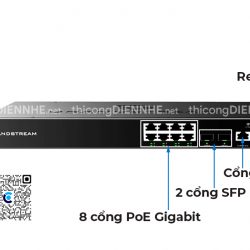 Grandstream GWN7801P | Switch chia mạng 8 Cổng PoE Gigabit, 2 cổng SFP Gigabit