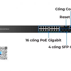 Grandstream GWN7802P | Switch chia mạng 16 Cổng PoE Gigabit, 4 cổng SFP Gigabit