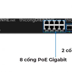 Grandstream GWN7811P | Switch chia mạng 8 Cổng PoE Gigabit, 2 cổng SFP+ 10 Gigabit