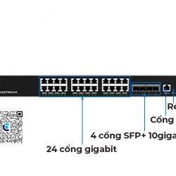 Grandstream GWN7813 | Switch 24 Cổng Gigabit Layer 3, 4 cổng 10 Gigabit SFP+