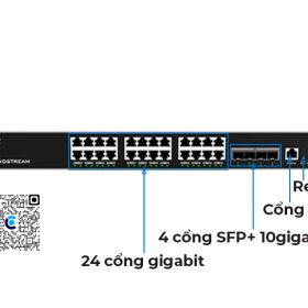 Grandstream GWN7813 | Switch 24 Cổng Gigabit Layer 3, 4 cổng 10 Gigabit SFP+