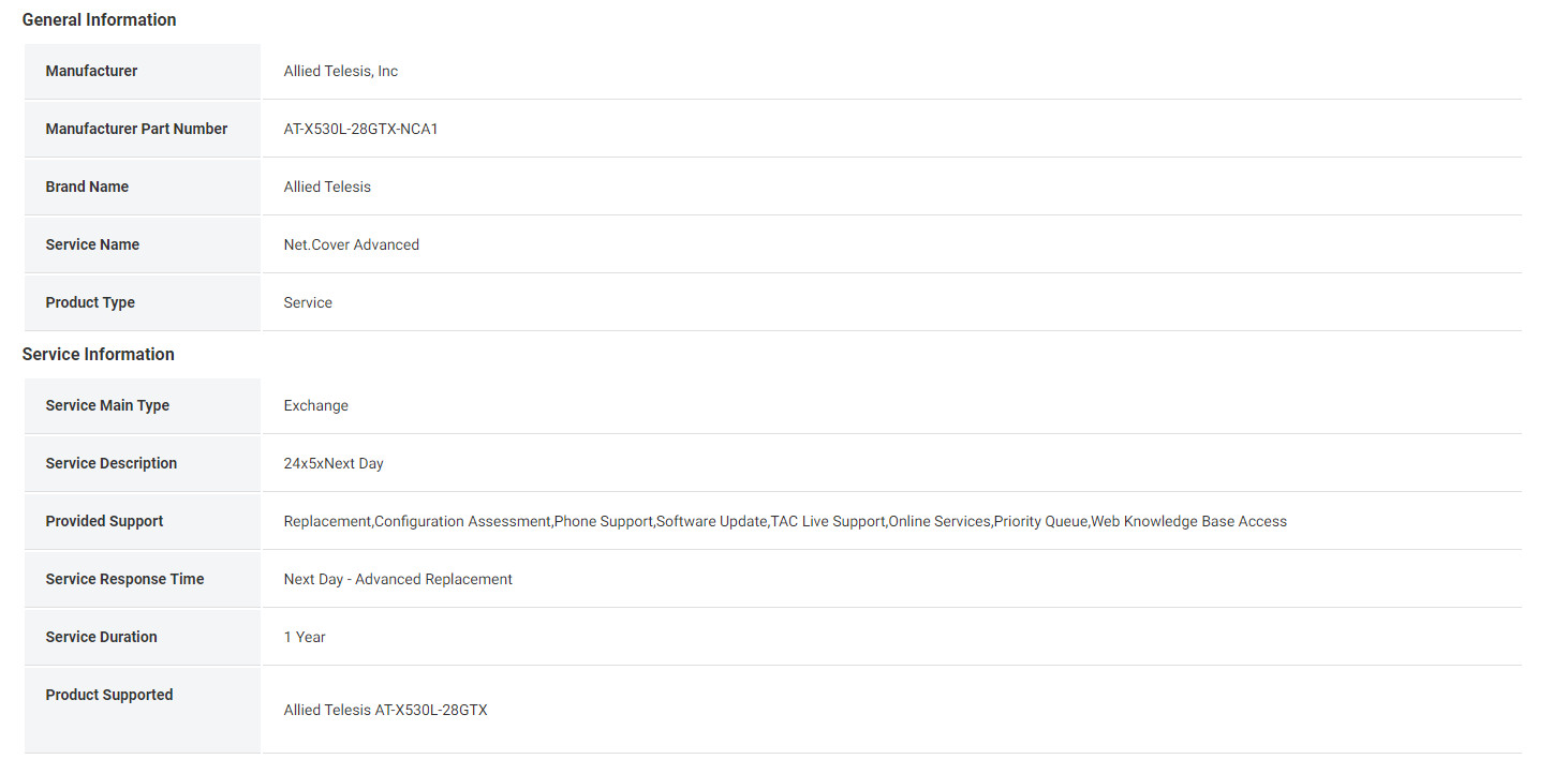 AT-x530L-28GTX-NCA1 Allied Telesis, Net Cover cho Switch 24 cổng Gigabit, 4 cổng SFP+