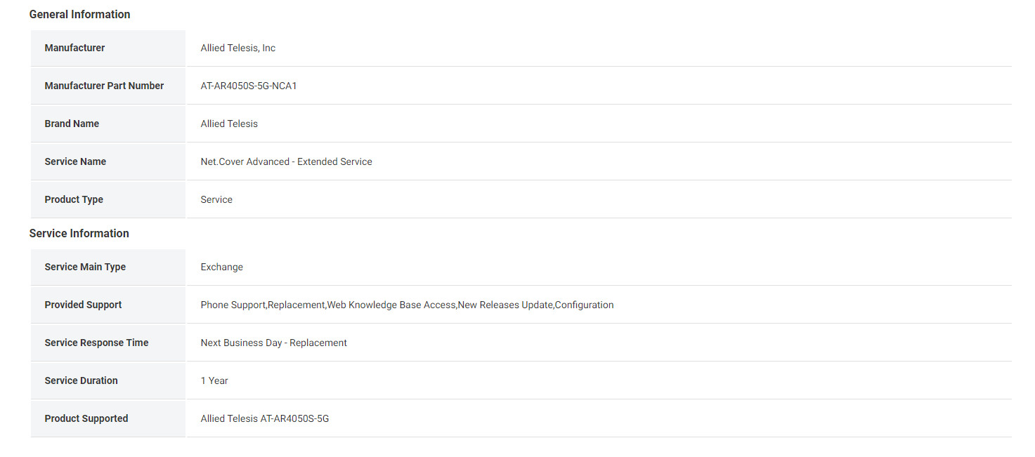 AT-AR4050S-NCA1 Allied Telesis | Net Cover cho Series AT-AR4050S Firewall