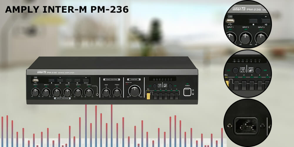 Amply Mixer Inter-M PM 236 | Công suất 115W, tích hợp cổng USB/thẻ SD cho nhạc MP3