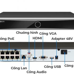 Đầu ghi camera IP 8 kênh hỗ trợ 12MP Hikvision DS-7608NXI, nhận 1 ổ 10TB, xuất 4K