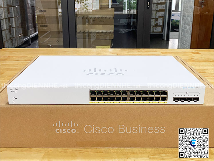 Cisco CBS220-24FP-4X-EU | Switch chia mạng 24 Port PoE Gigabit, tổng công suất 382W