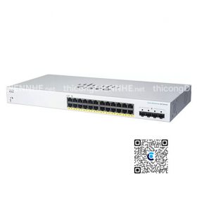 Cisco CBS220-24FP-4X-EU | Switch chia mạng 24 Port PoE Gigabit, tổng công suất 382W