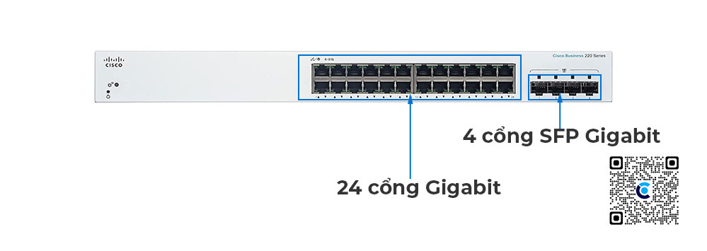 Cisco CBS220-24T-4G-EU | Switch chia mạng 28 Port Gigabit Smart