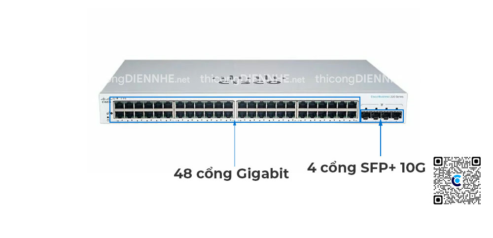 Cisco CBS220-48T-4X-EU | Switch chia mạng 48 Port Gigabit, 4 Port SFP+ 10G