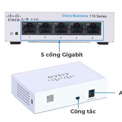 Cisco CBS110-5T-D-EU | Switch chia mạng Unmanaged Cisco Gigabit 5 Port