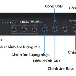 Amply Mixer OBT-6060B | Công suất 60W, Cổng kết nối USB với MP3