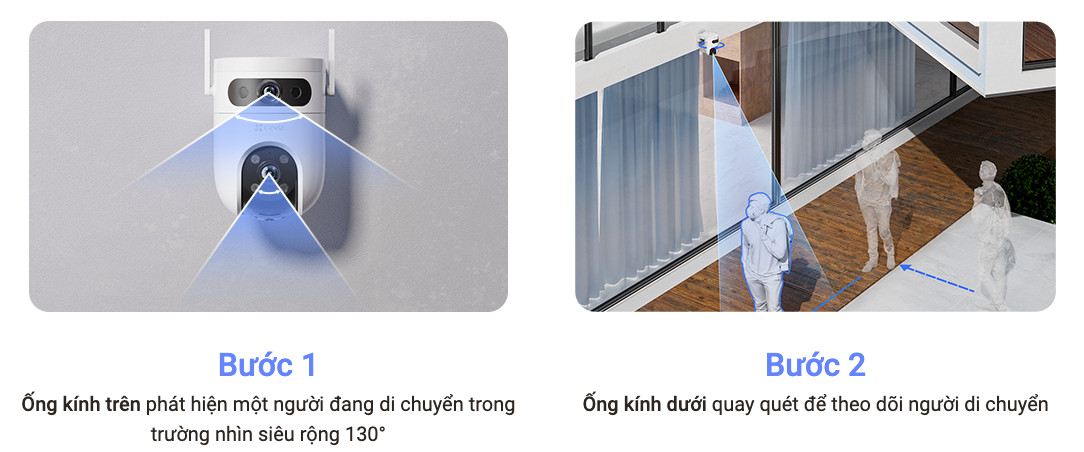 Ezviz H9C Camera ống kính kép 2K-2K quay  360°, màu ban đêm, hồng ngoại 40m