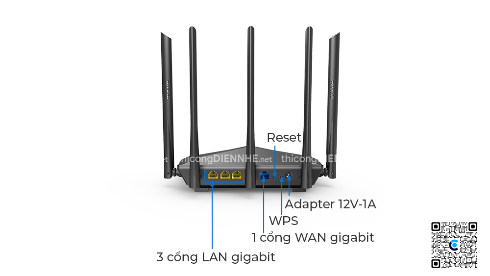 Tenda AC11 | Router WiFi tốc độ 1167Mbps, 5 anten 6dBi, 1Wan/3Lan Gigabit
