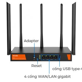 Tenda W30E | Router WiFi 6 Tốc độ 2976Mbps, 5anten 6dBi, 1Wan/3Lan Gigabit