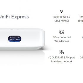 UX | Controller quản lý Cloud Gateway UniFi Express, kết nối 60 thiết bị, phủ sóng 140 m²