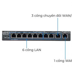 Rujie RG-EG310GH-P-E | Router chịu tải 300 user, 1 Wan/6 Lan Gigabit, 3 cổng chuyển đổi WAN-LAN Gigabit