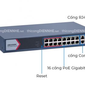 Hikvision DS-3E1318P-EI/M | Switch 16 x PoE Gigabit 150W, 1 × Gigabit combo,1 × Gigabit RJ45 port
