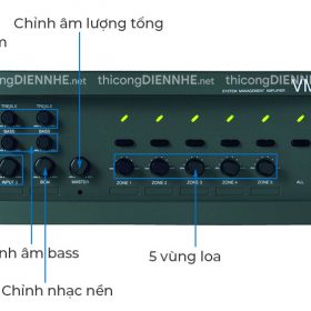 Amply VM-2240 | Mixer Amplifier 240W kèm bộ chọn 5 vùng loa