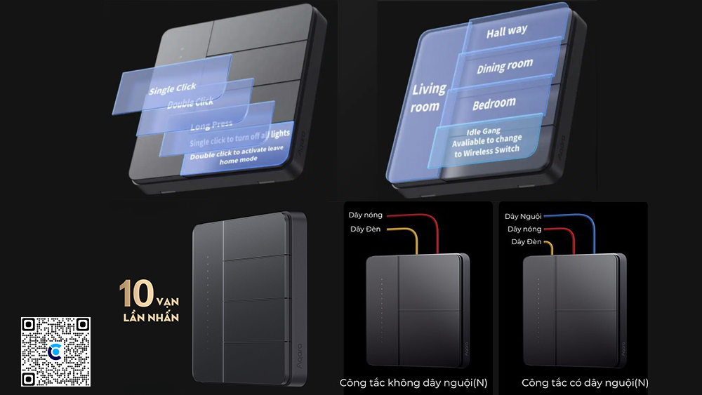 Aqara Z1 Pro | Công tắc Smart Wall Switch, Tích hợp điều khiển đèn, rèm