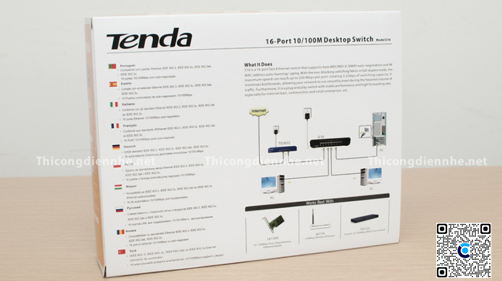 Tenda S16 | Switch Tenda 16 cổng 100Mbps