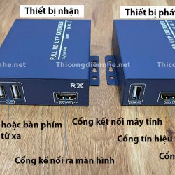 Bộ chuyển đổi HDMI-2 Lan 120m 1080P truyền xa 12m với cáp Cat6