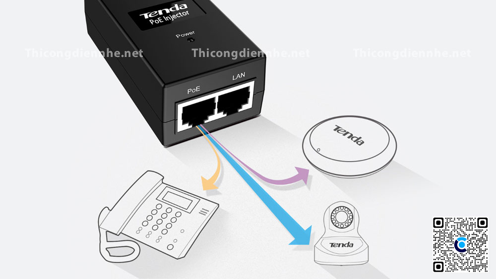 Adapter PoE Tenda PoE15F AF Cổng 100Mbps 48V cho WiFi